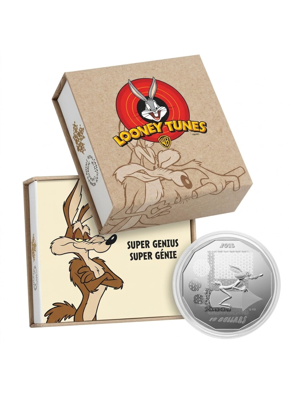 2015 Canada $10 Looney Tunes Wile E Coyote Super Genius Fine Silver Coin RCM OGP